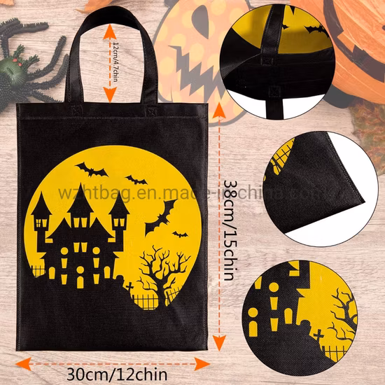 Sacs de bonbons non tissés réutilisables Halloween Trick or Treat Gift Tote Bags avec poignée Sacs à provisions