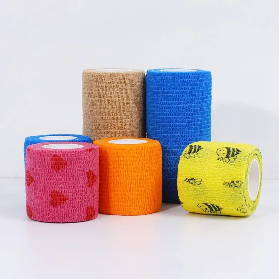 Bandage imperméable cohésif auto-adhésif non tissé en coton de haute qualité pour les soins des animaux de compagnie de sport