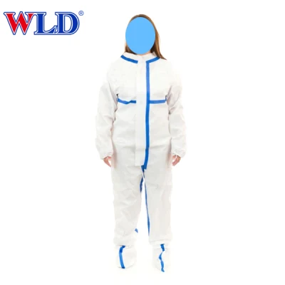 Combinaison de protection en tissu blanc PP/SMS/Sf/MP Costume Vêtements de protection médicale