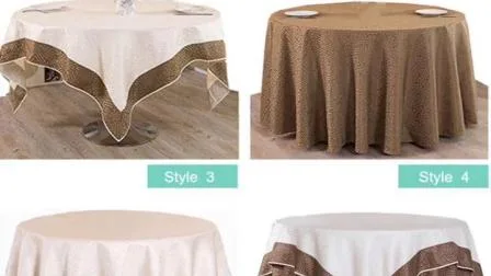 Hôtel de luxe banquet fête de mariage couleur unie et jacquard imperméable lavable polyester couverture de chaise satin rond rectangle nappe carrée